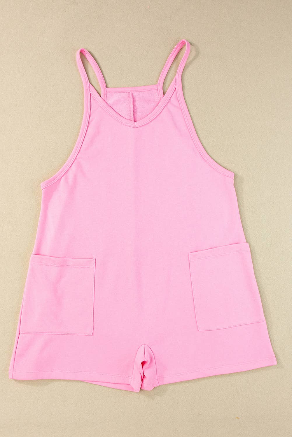 Sleeveless Pocketed V Neck Jersey Romper LA641