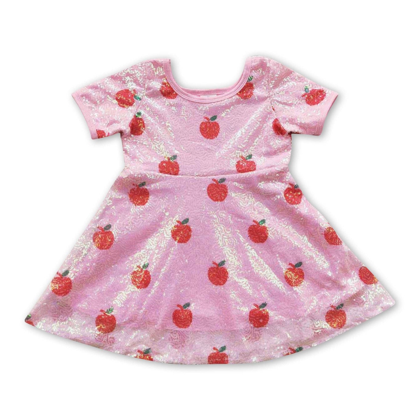 Apple sequin short sleeves girls back to school dresses ASG-BTSD