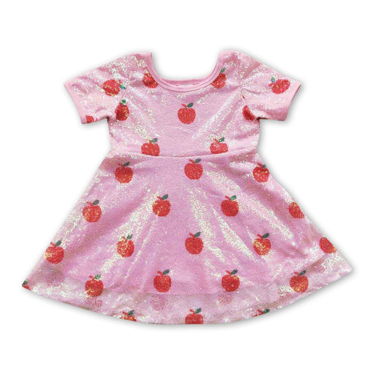 Apple sequin short sleeves girls back to school dresses ASG-BTSD