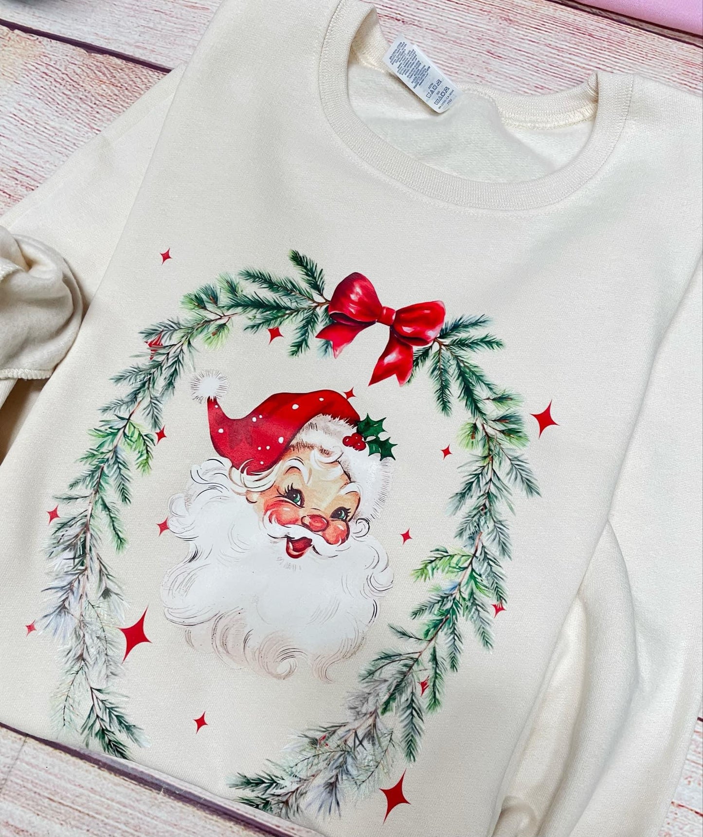 Santa Wreath Cream Sweatshirt
