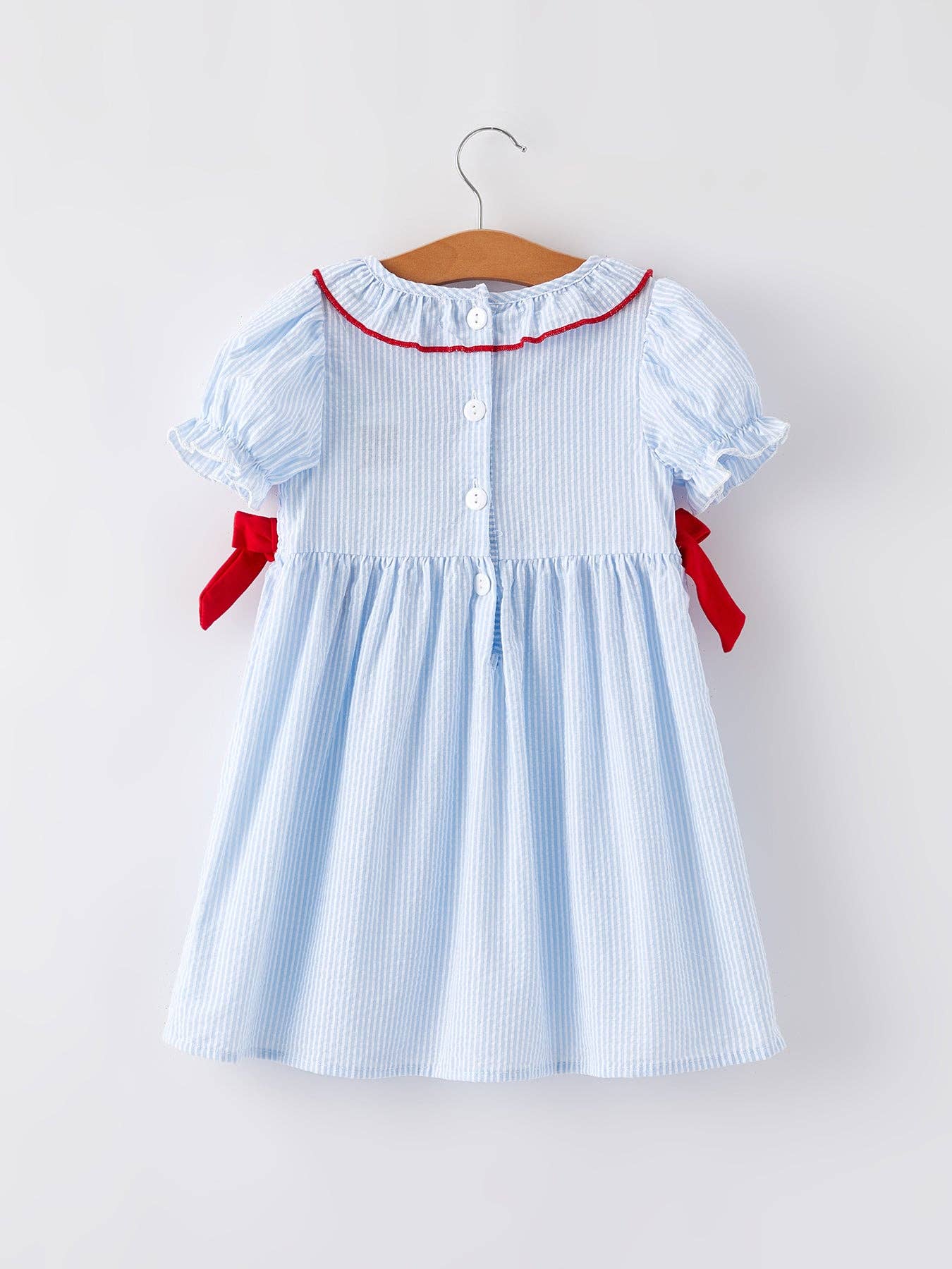 4th of July Girl’s Smocking Star Embroidered Dress DRG511