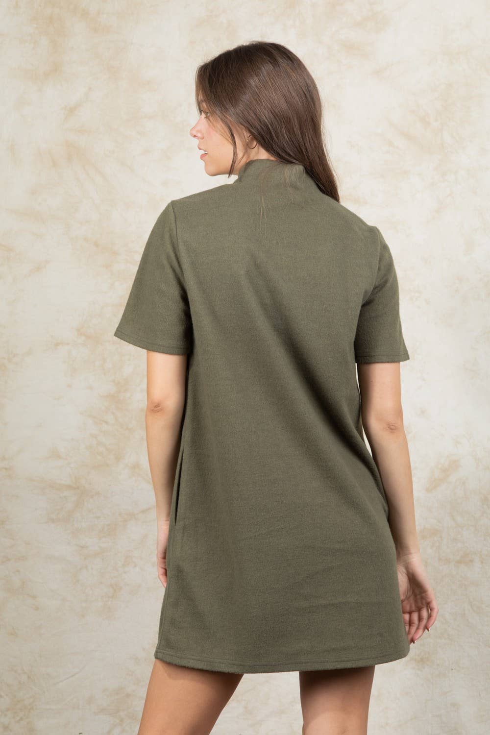 Mock Neck Front Seam Detail Mini Dress ND31008
