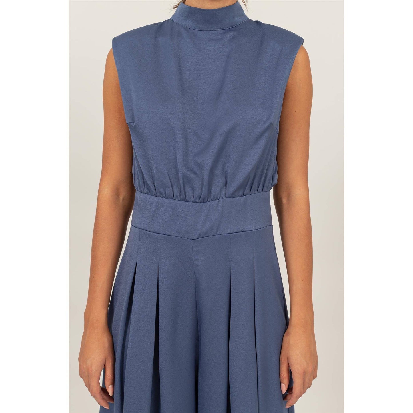 SLEEVELESS WIDE LEG SATIN JUMPSUIT HF24G072-