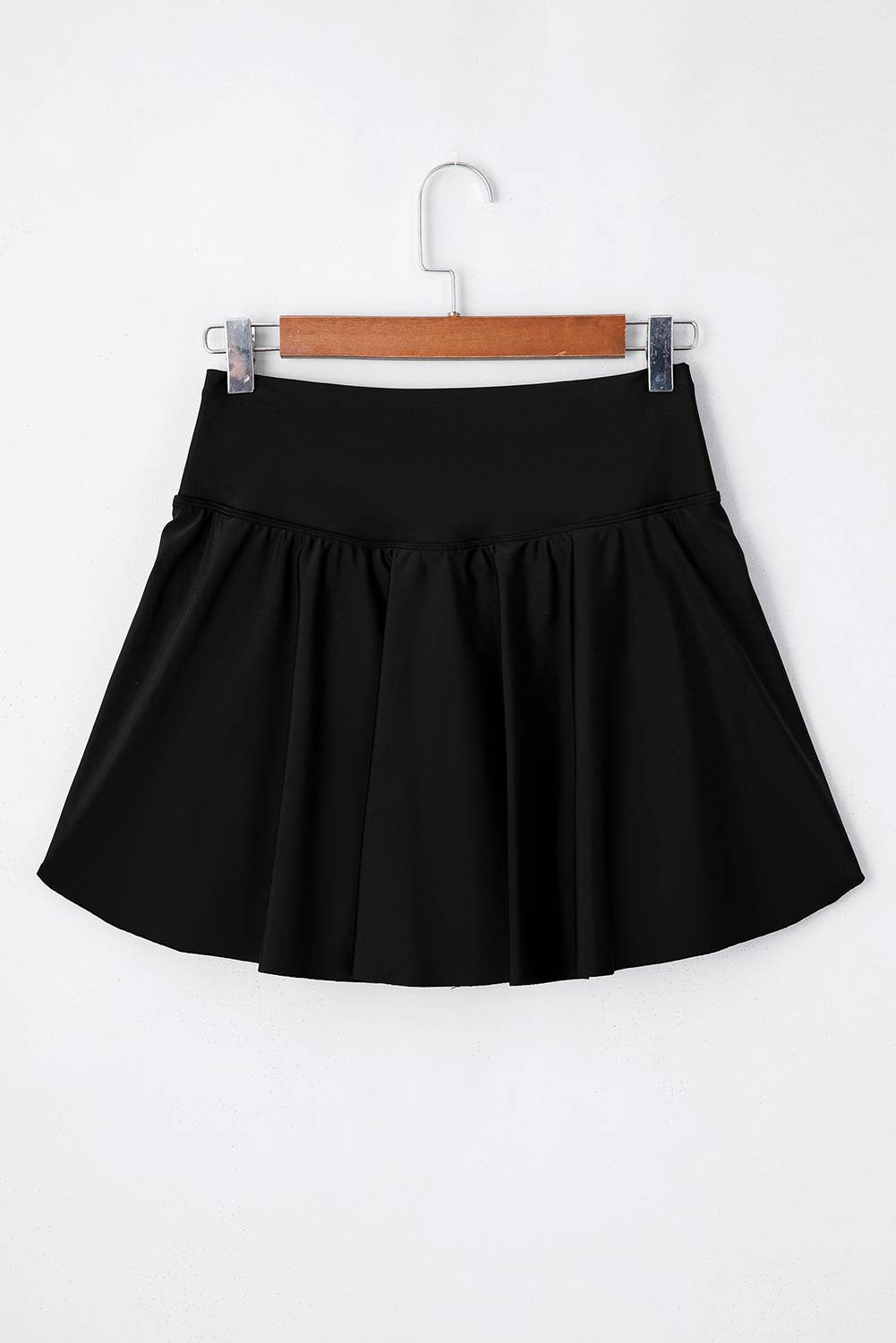 Solid Pocketed Crossover High Waist Swim Skort LA472