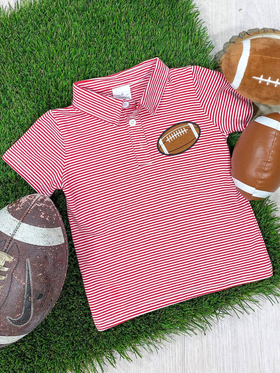 Red Classic Striped Football Boys Top 50316