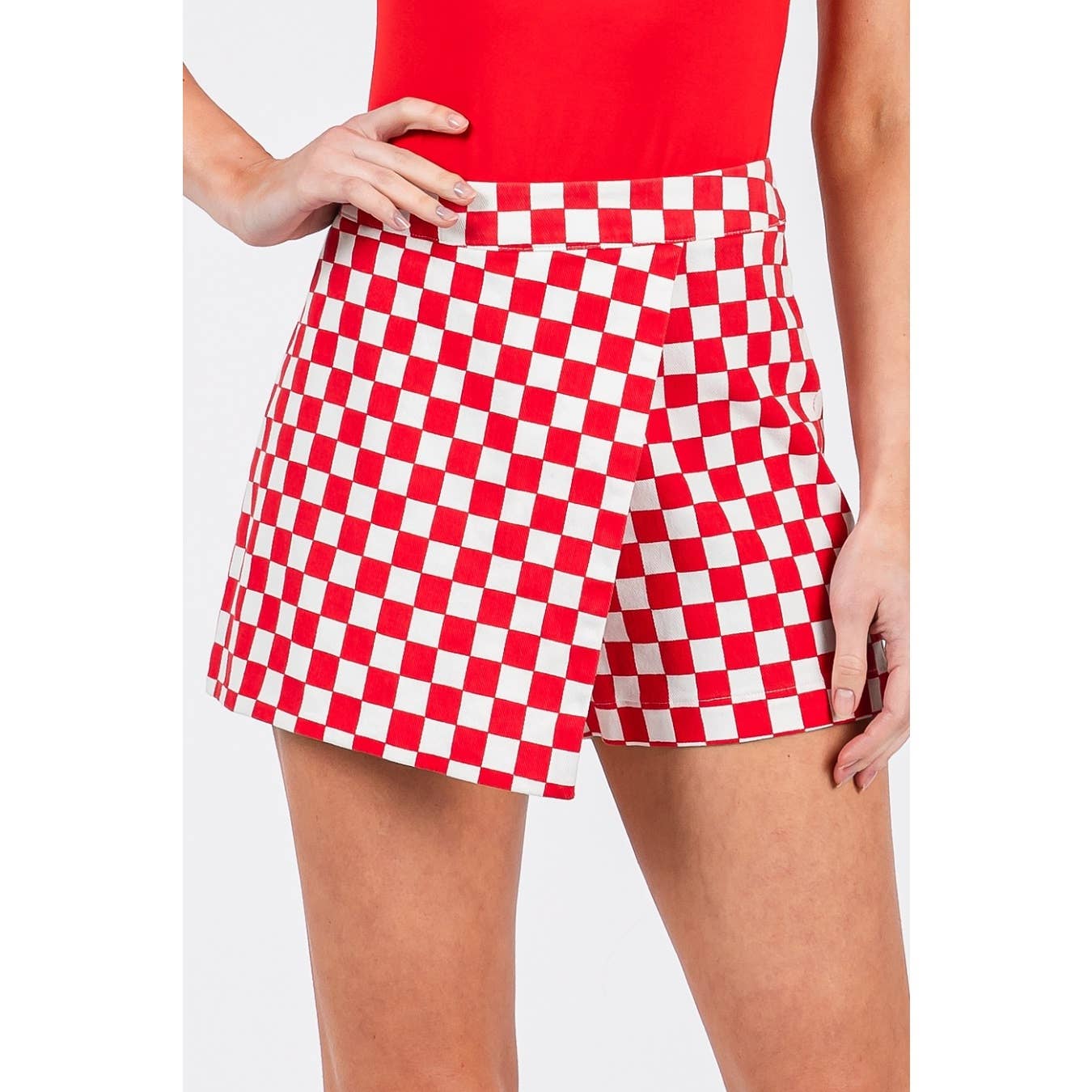 GAME DAY CHECKERED OVERLAY WRAP FRONT MINI SKORT-GDCOW