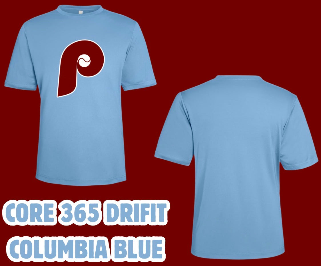 PHILLIES BASEBALL - CORE365 DRIFIT TSHIRT- (COLUMBIA BLUE)