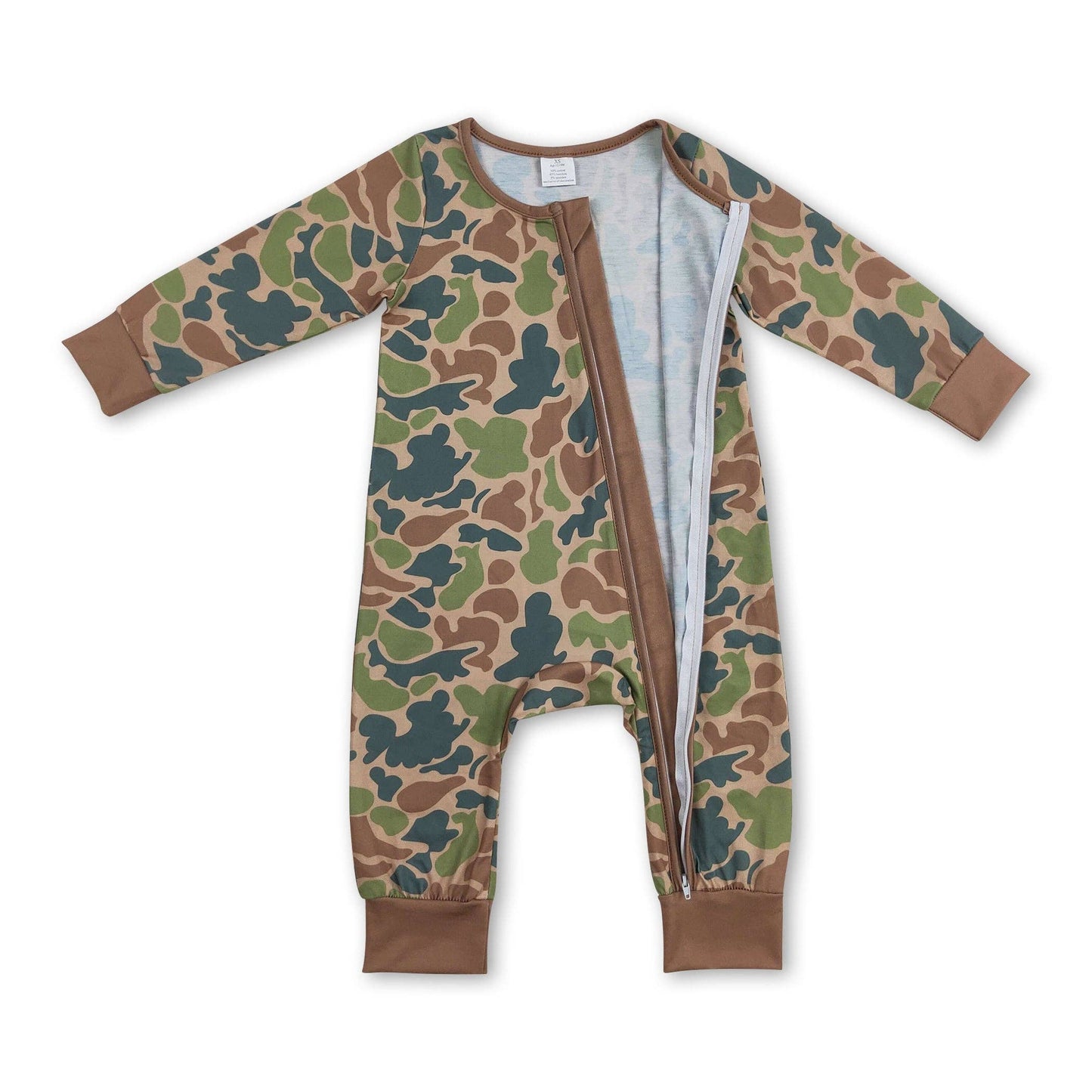 ✅ Long sleeves camo baby boys bamboo zipper romper LR1203