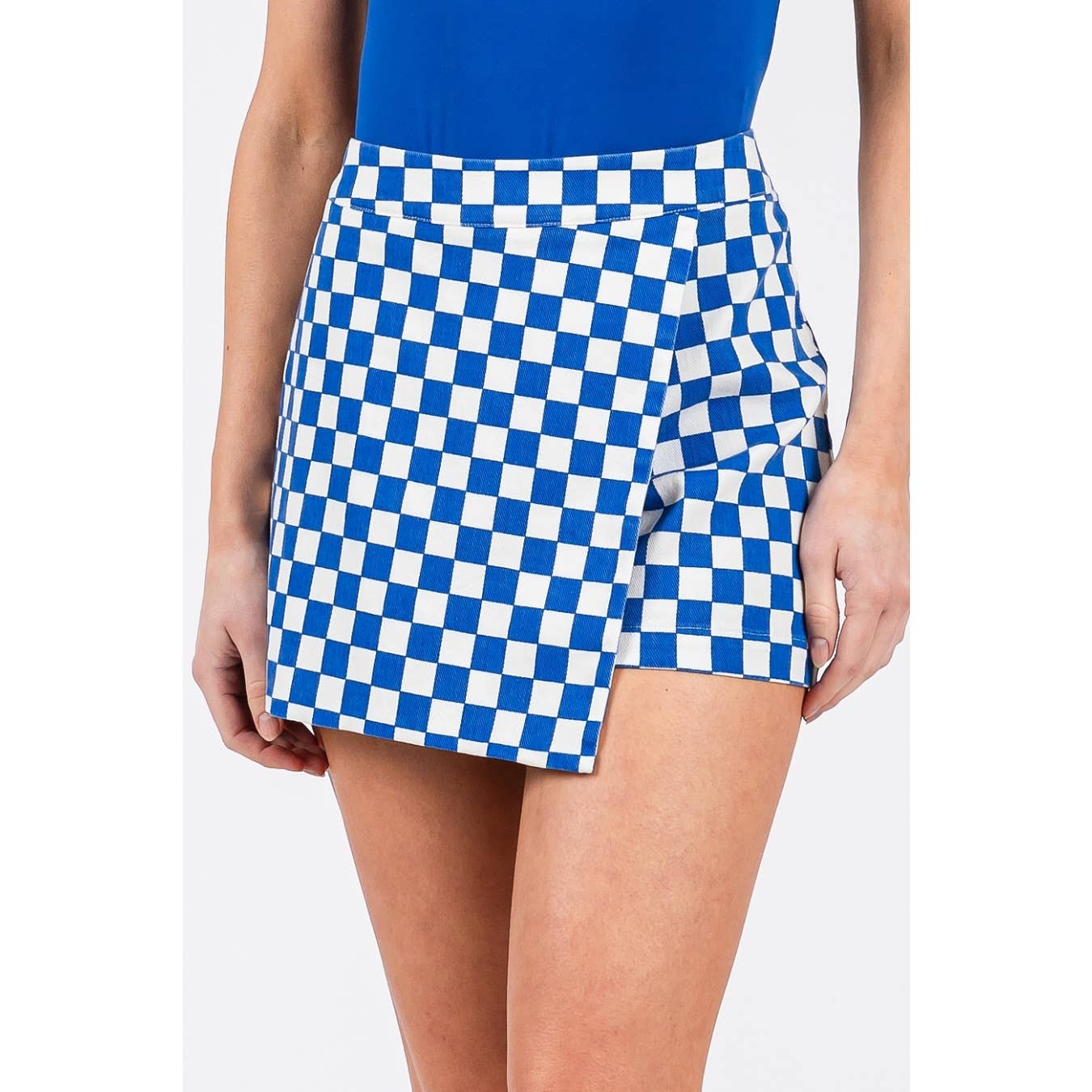 GAME DAY CHECKERED OVERLAY WRAP FRONT MINI SKORT-GDCOW