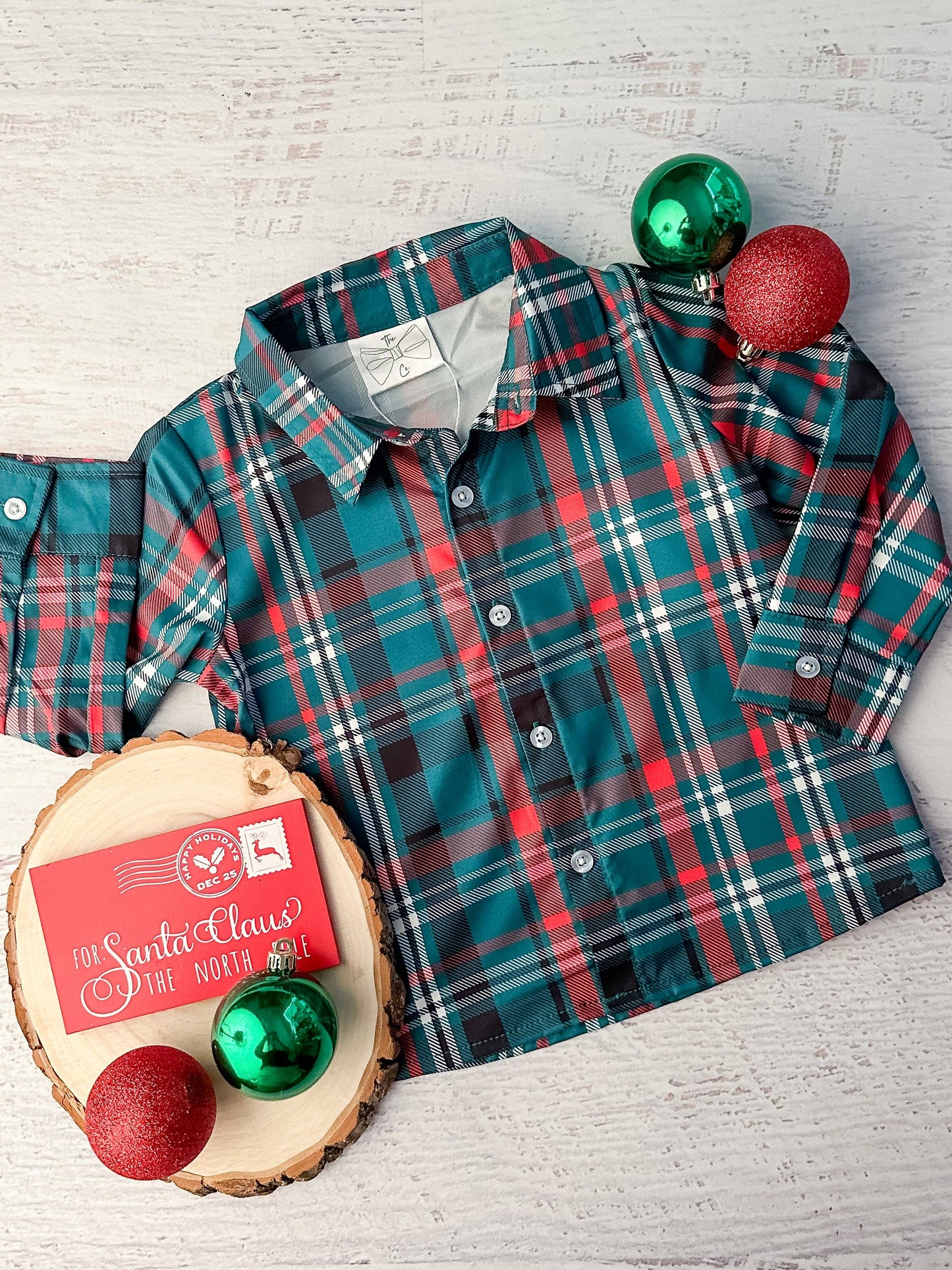 ✅Boys Red & Green Plaid Shirt BF-60216