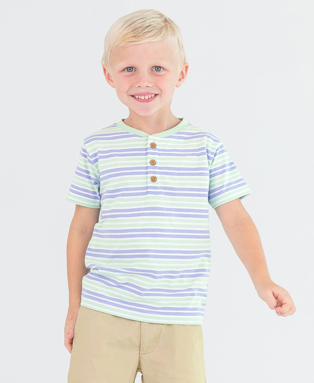Boys Surf Crew Stripe Short Sleeve Knit Henley 06964