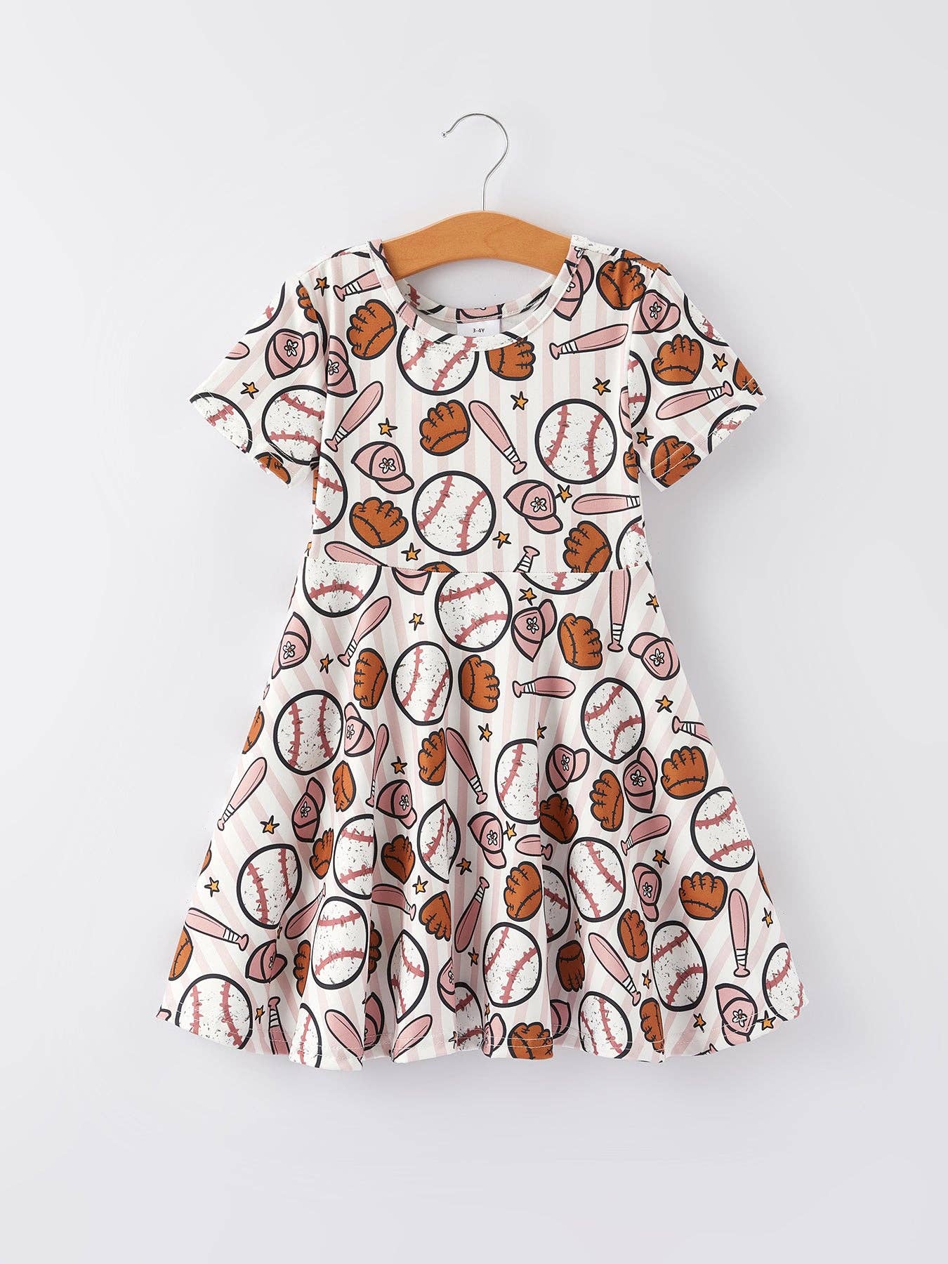 Baseball Print Milk Silk Girls Dress DRG40723