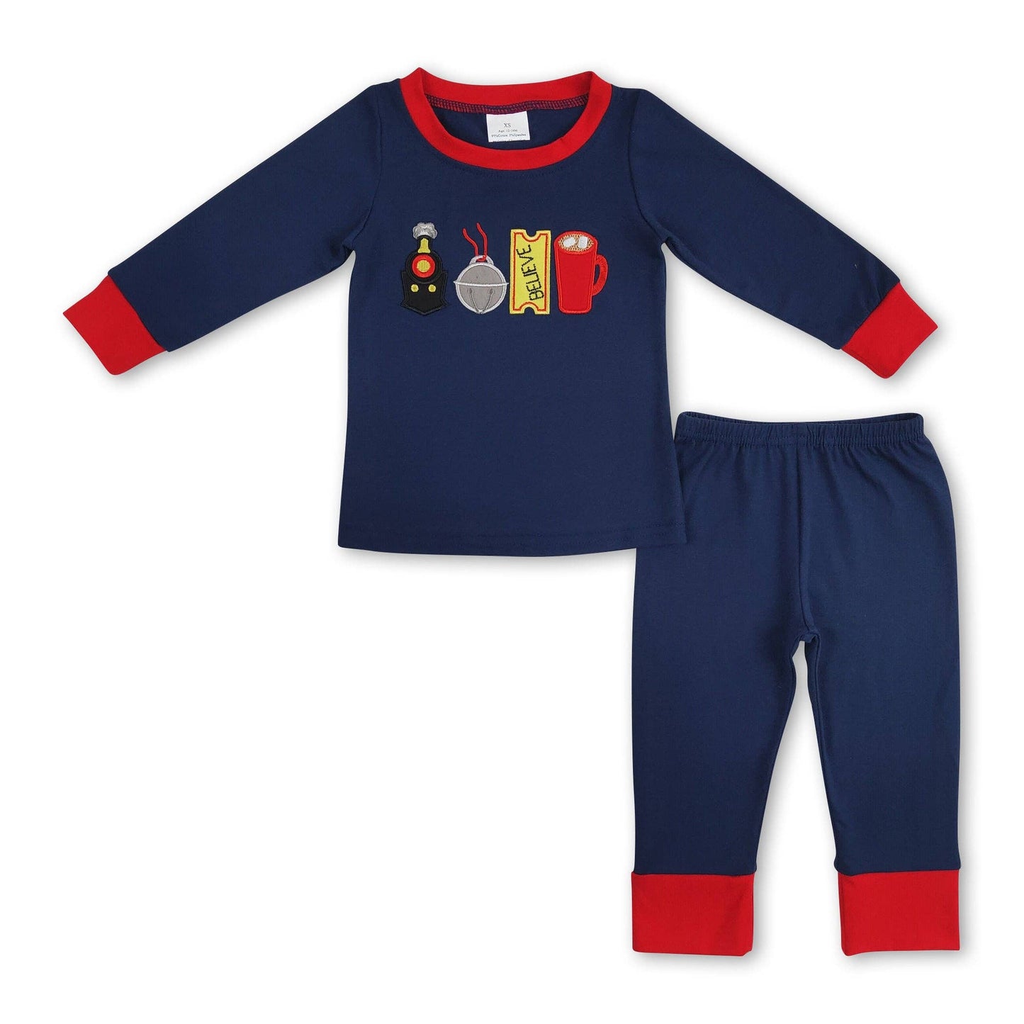 Long sleeves train believe kids boys Christmas pajamas polar express 0527