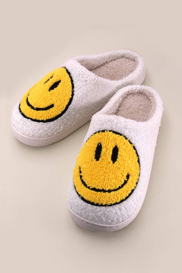 Pink checkered smile yellow face slippers 40SP014