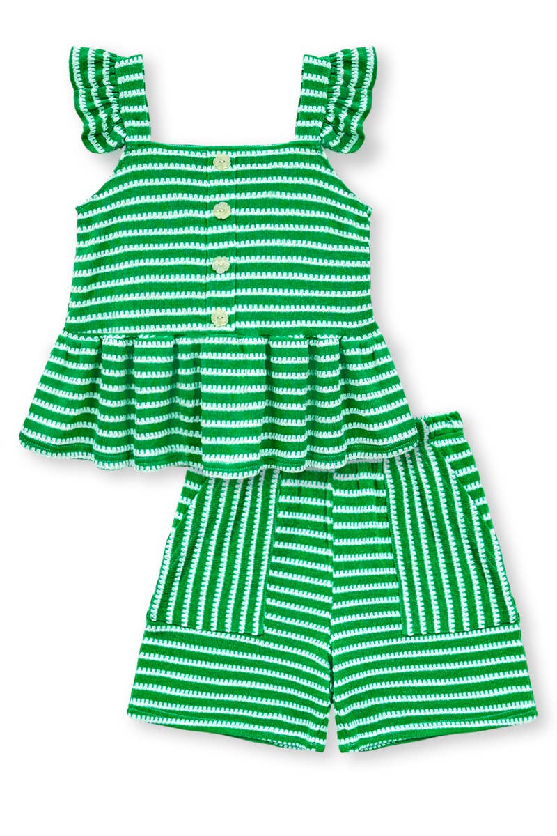 Girl's 2 pc Striped Short Set 3338B