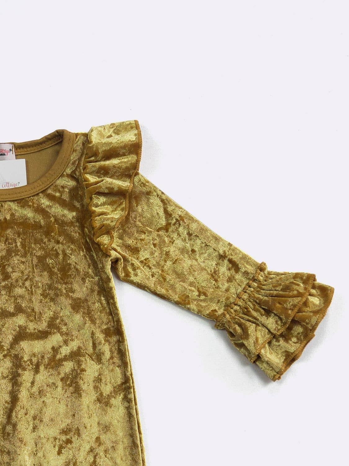 Golden Velvet Ruffle Baby Romper 47027