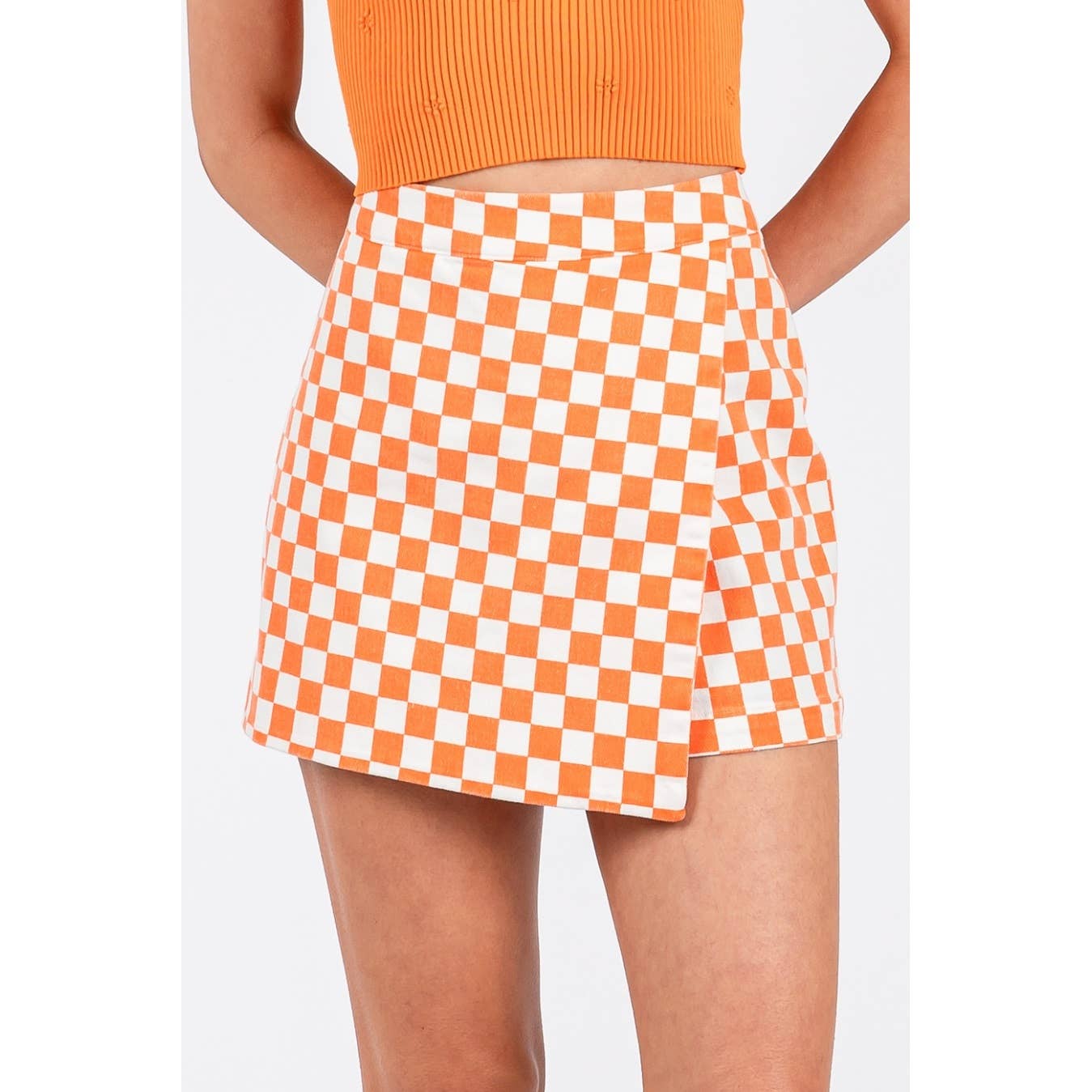 GAME DAY CHECKERED OVERLAY WRAP FRONT MINI SKORT-GDCOW
