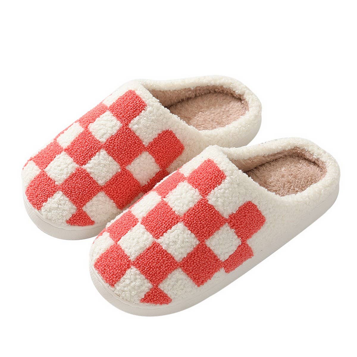 SIMPLE CHECKERED WARM COTTON SLIPPERS SCWC1