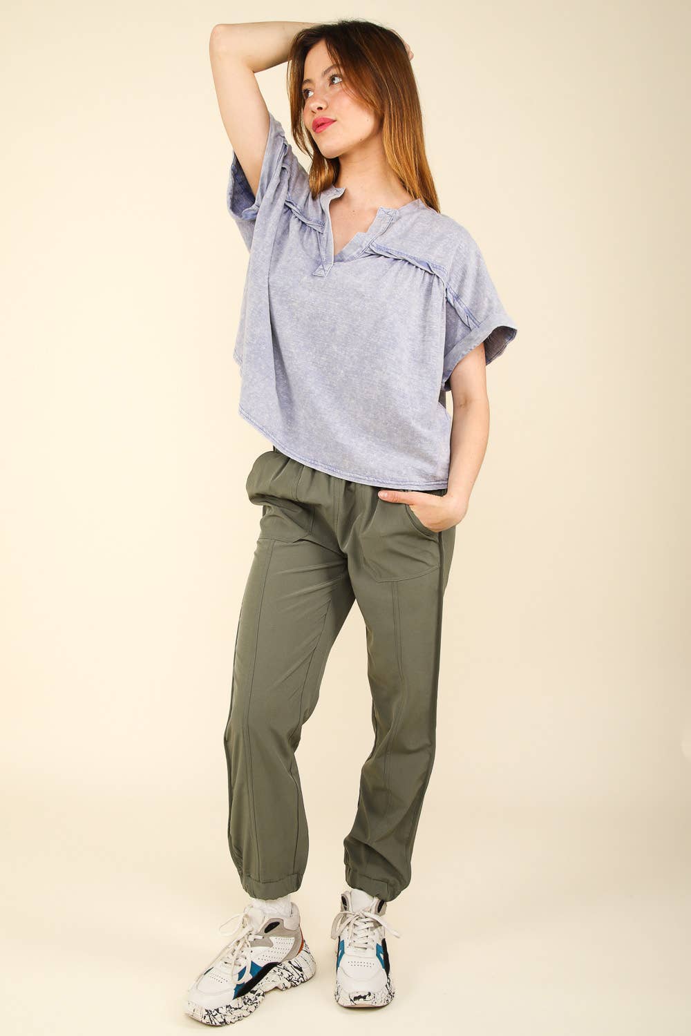 High Waisted Cargo Active Joggers w/ Pockets NP70063