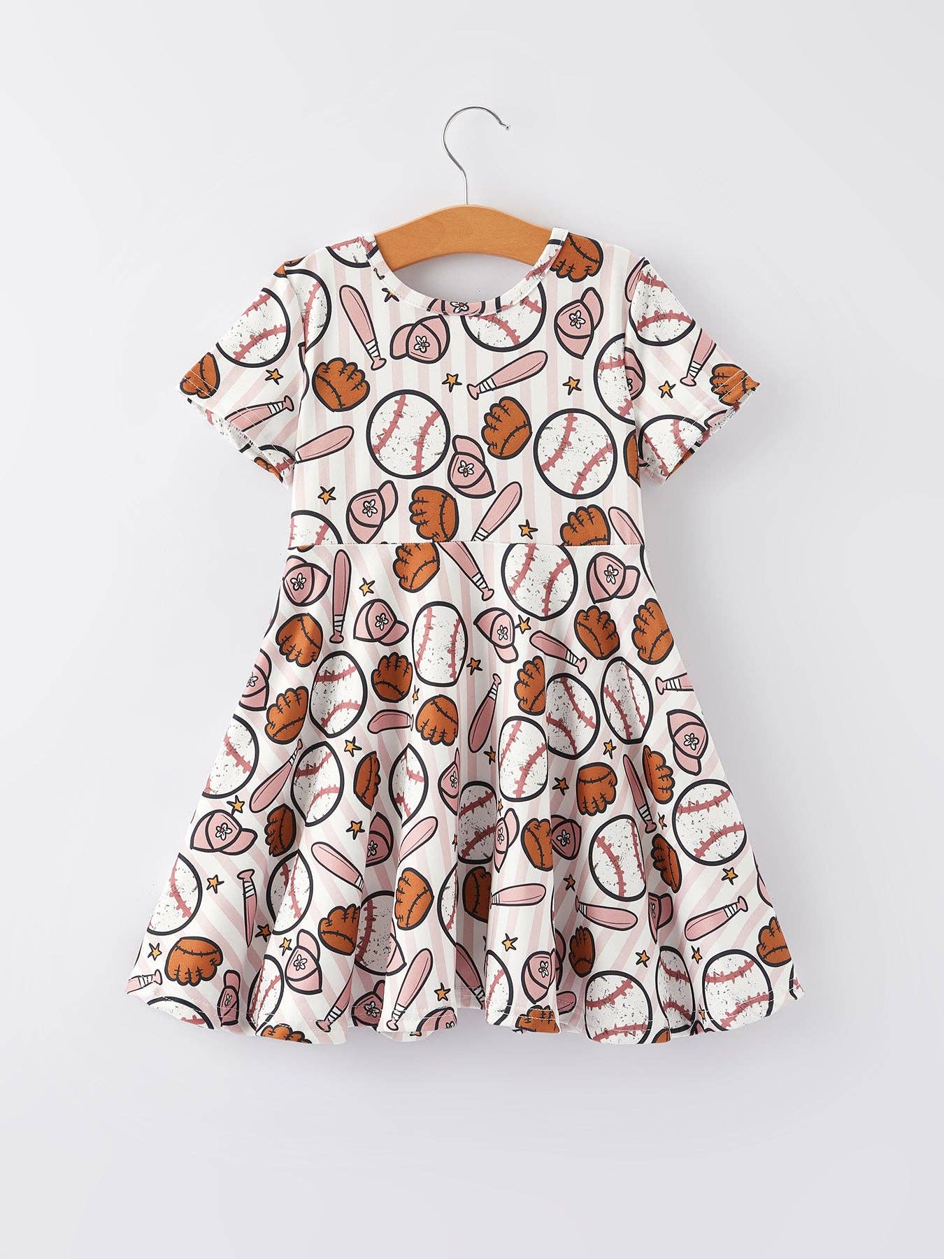 Baseball Print Milk Silk Girls Dress DRG40723