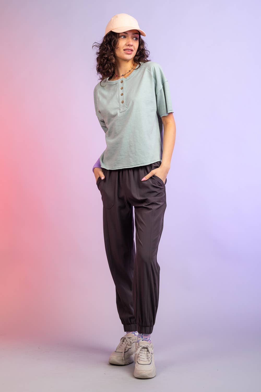 High Waisted Cargo Active Joggers w/ Pockets NP70063