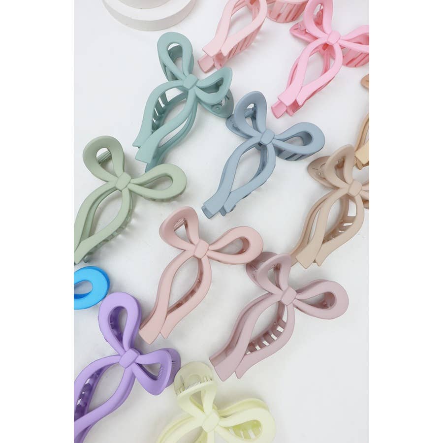 Matte Pastel Tone Bow Shape Hair Claw 40H721