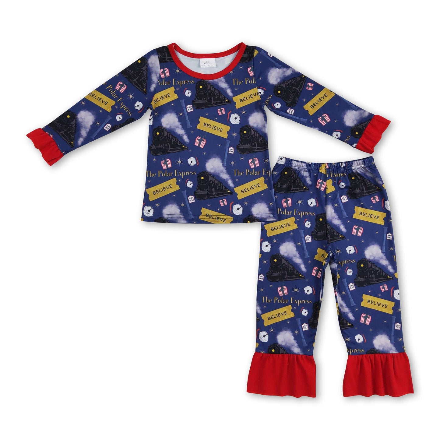 ✅Long sleeves train believe boys pajamas 0544 polar express