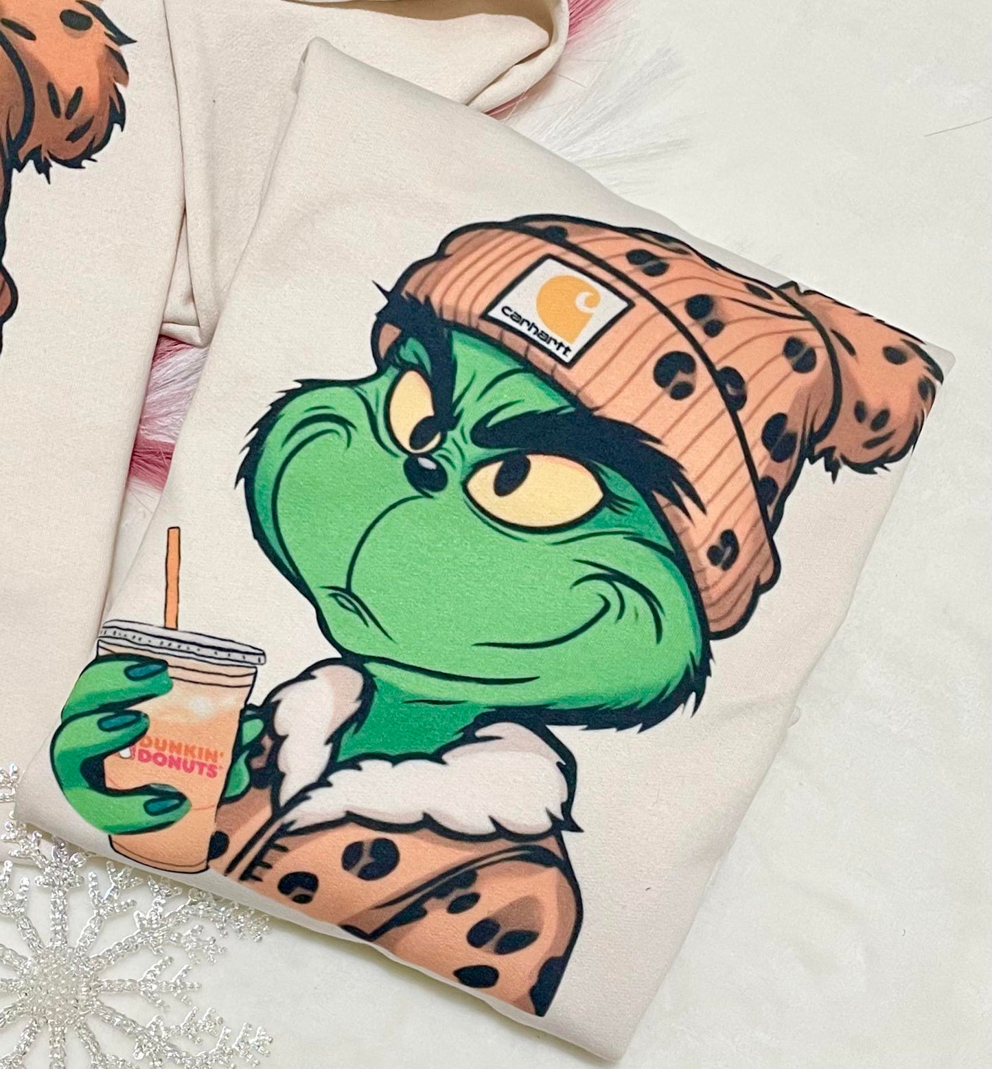 Boujee Grinch starbucks and dunkin- SWEATSHIRTS