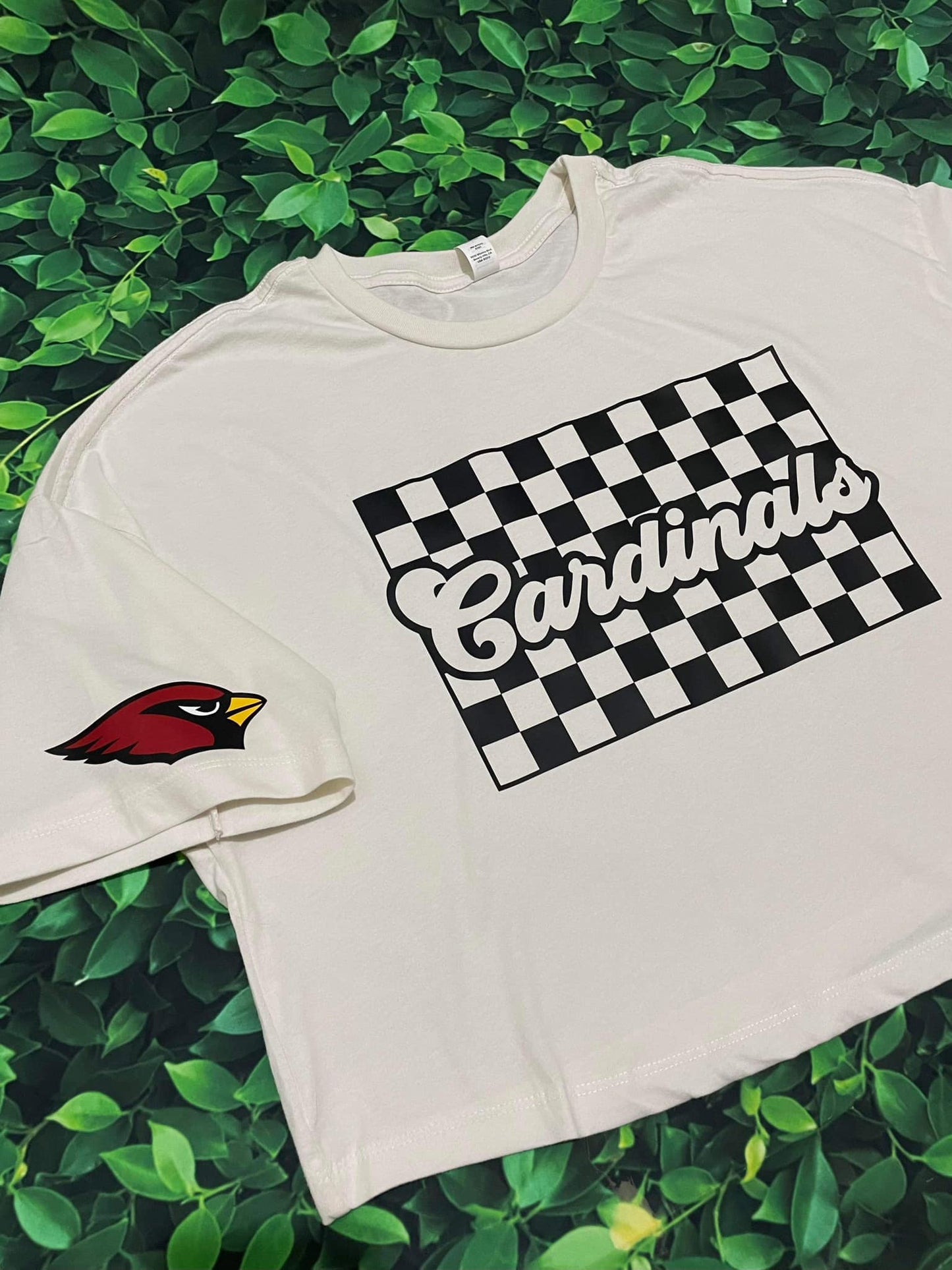 Cardinals retro with cardinal on sleeve.