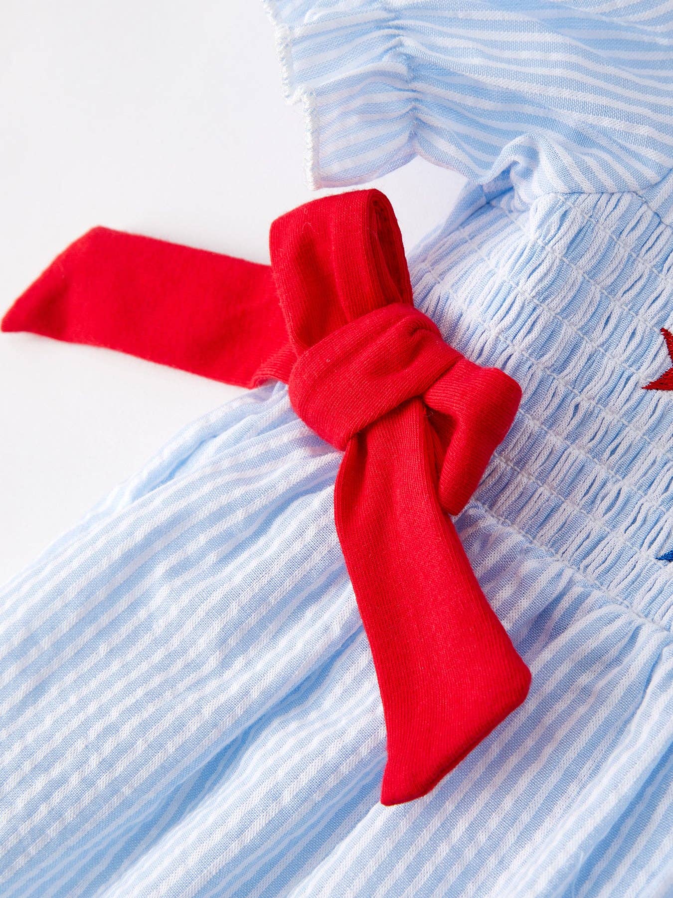 4th of July Girl’s Smocking Star Embroidered Dress DRG511