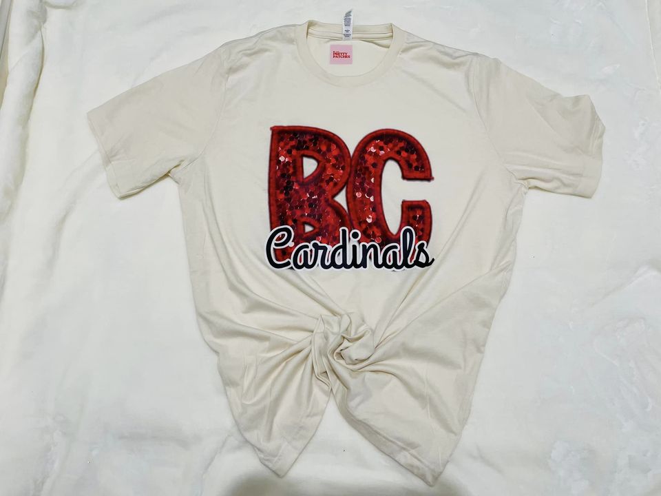 Cardinals Faux Embroidery BC RED -(BLACK and WHITE FONT CARDINALS) t-SHIRT