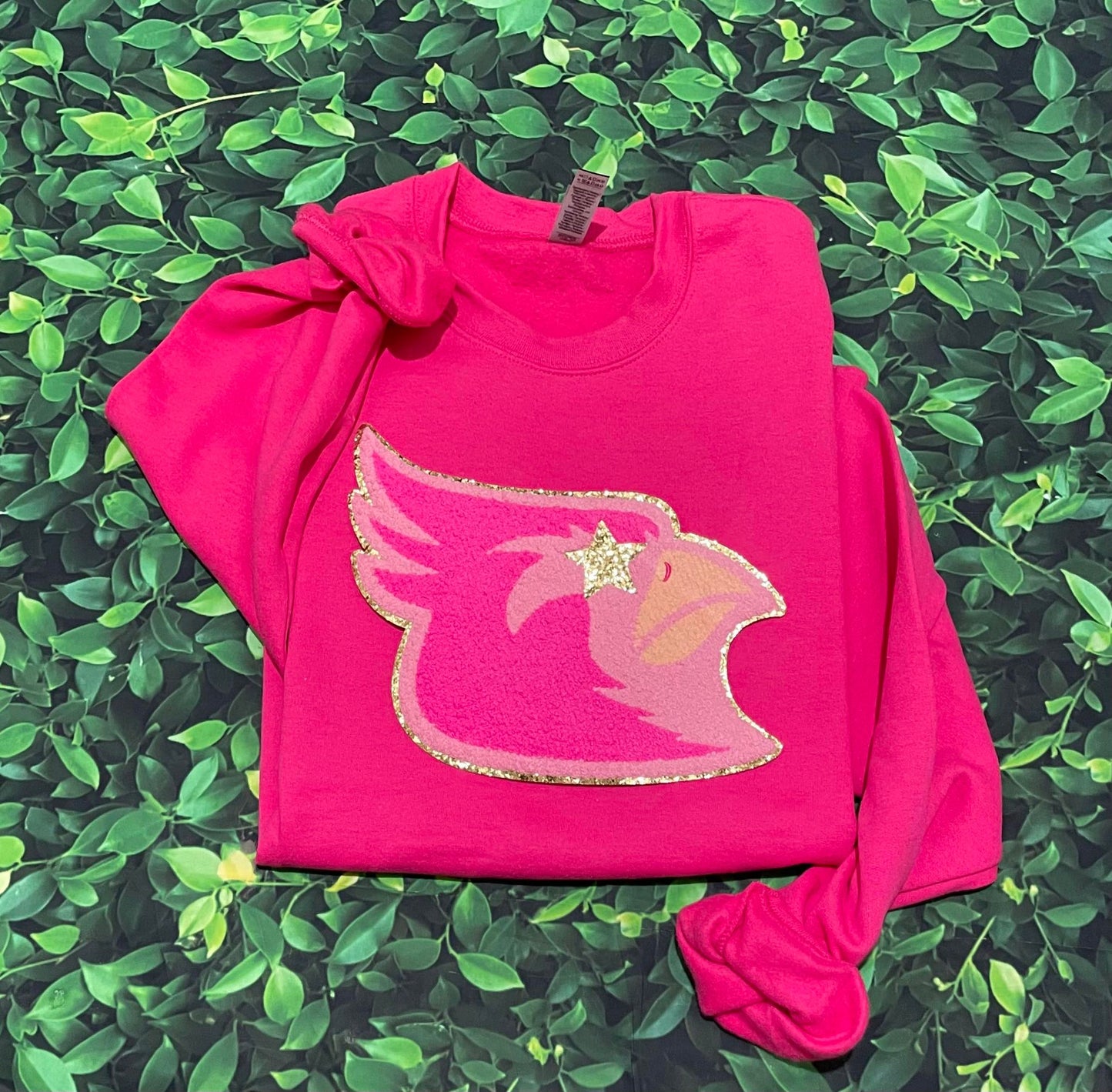 Cardinal pink chenille patch