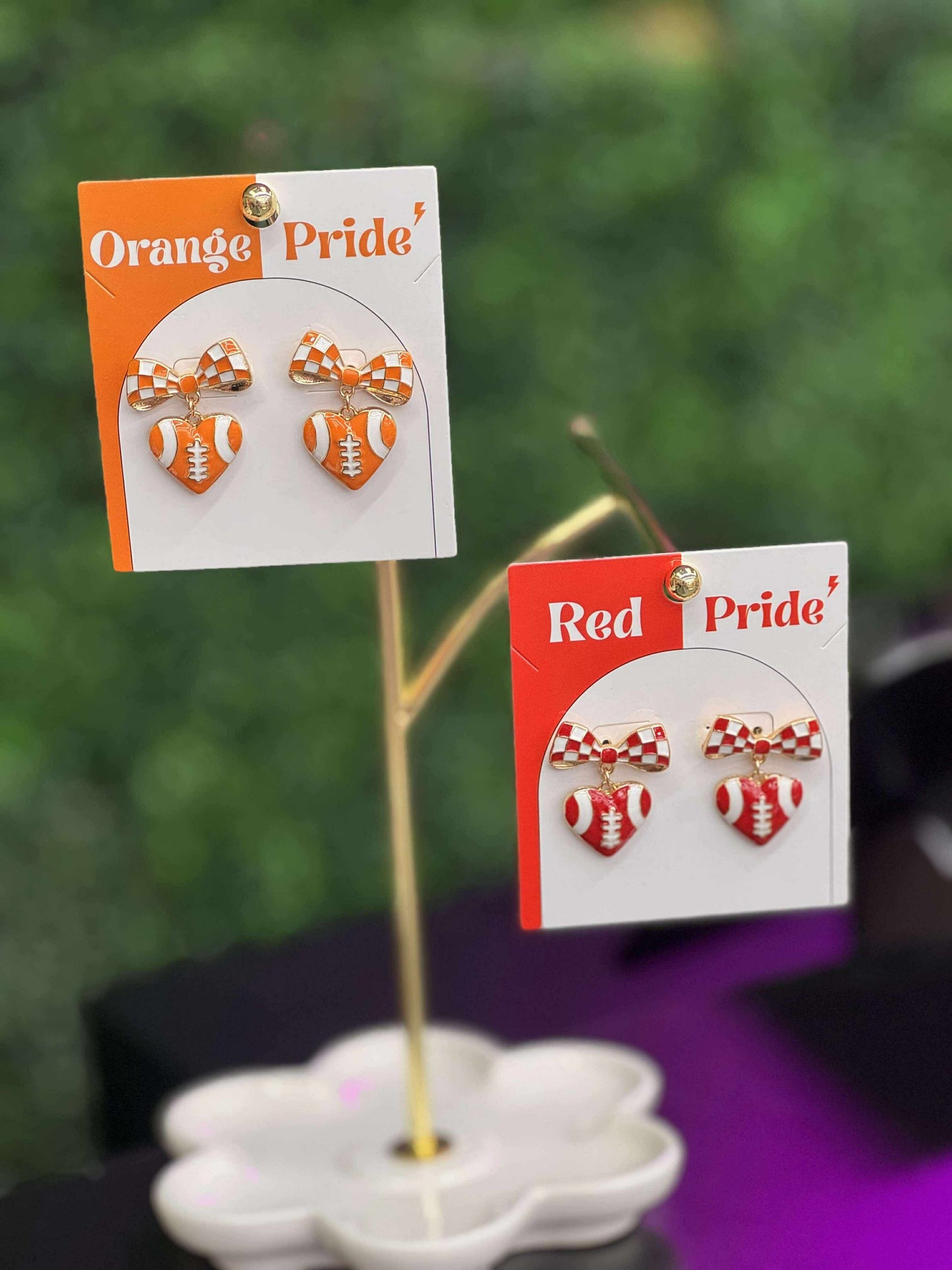 Bow & Football Gameday Stud 1.25" Earrings — IN STORE — BFGDS