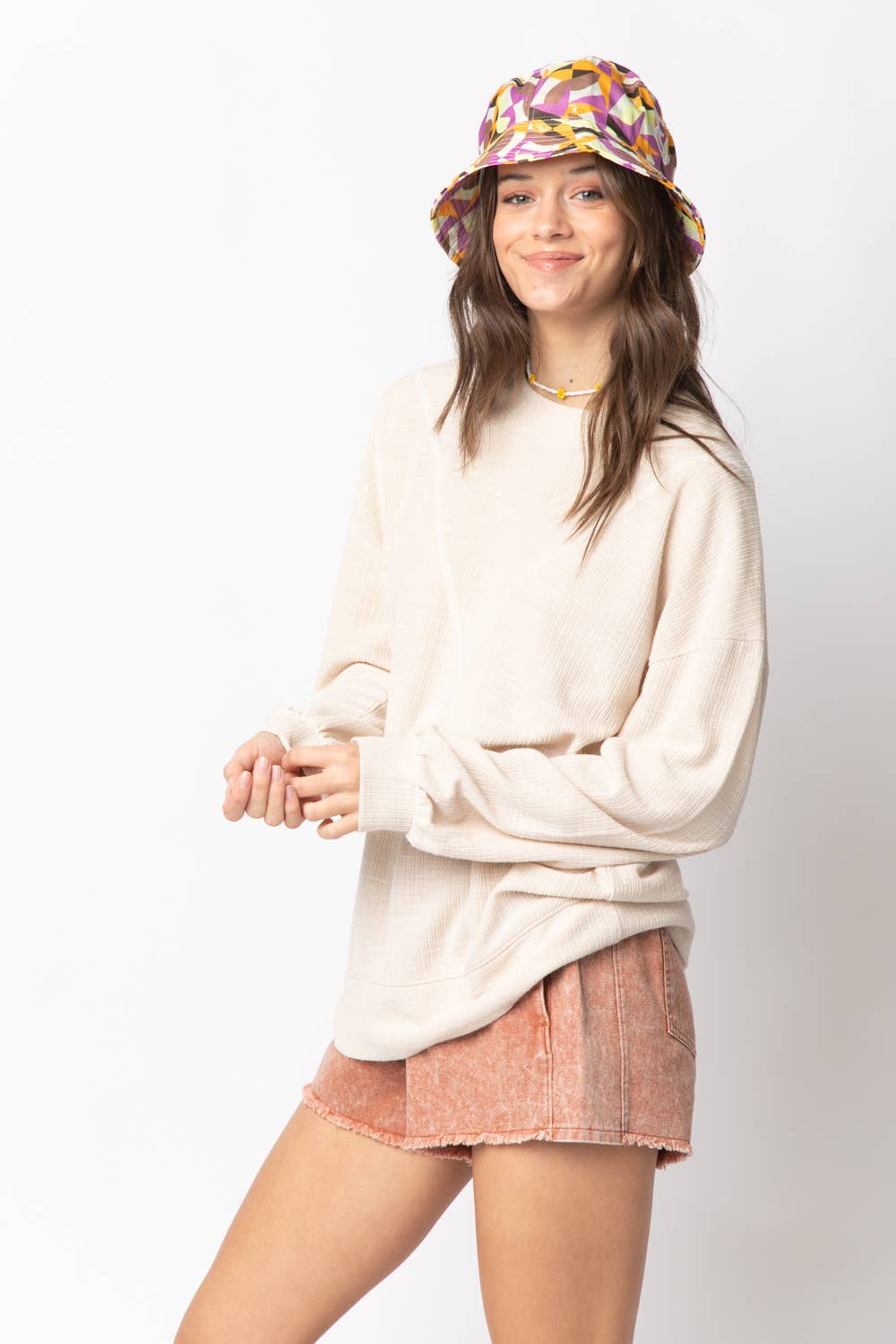 Ribbed Knit V Stitch Top NT10897
