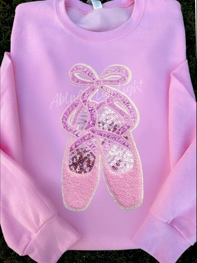 Ballet chenille slipper patch sweatshirt