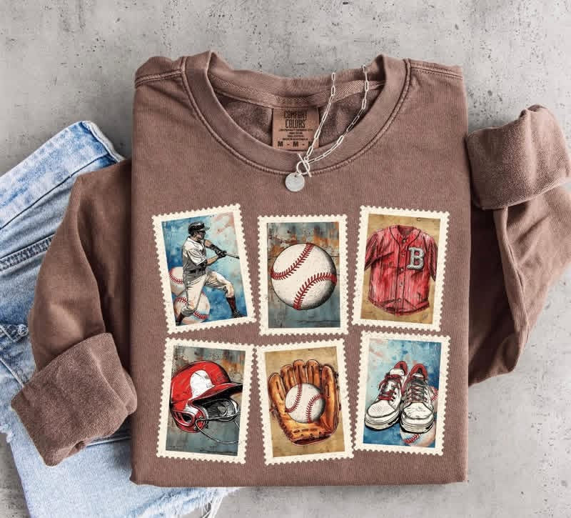 Baseball Stamps-TSHIRT- (COMFORT COLOR/BELLA)
