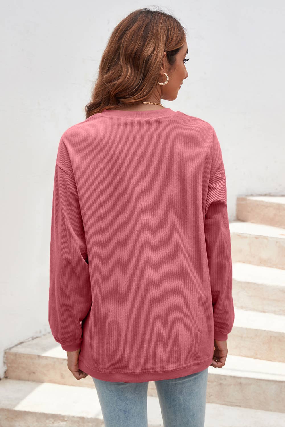 Ribbed Corded Oversized Sweatshirt LD2531