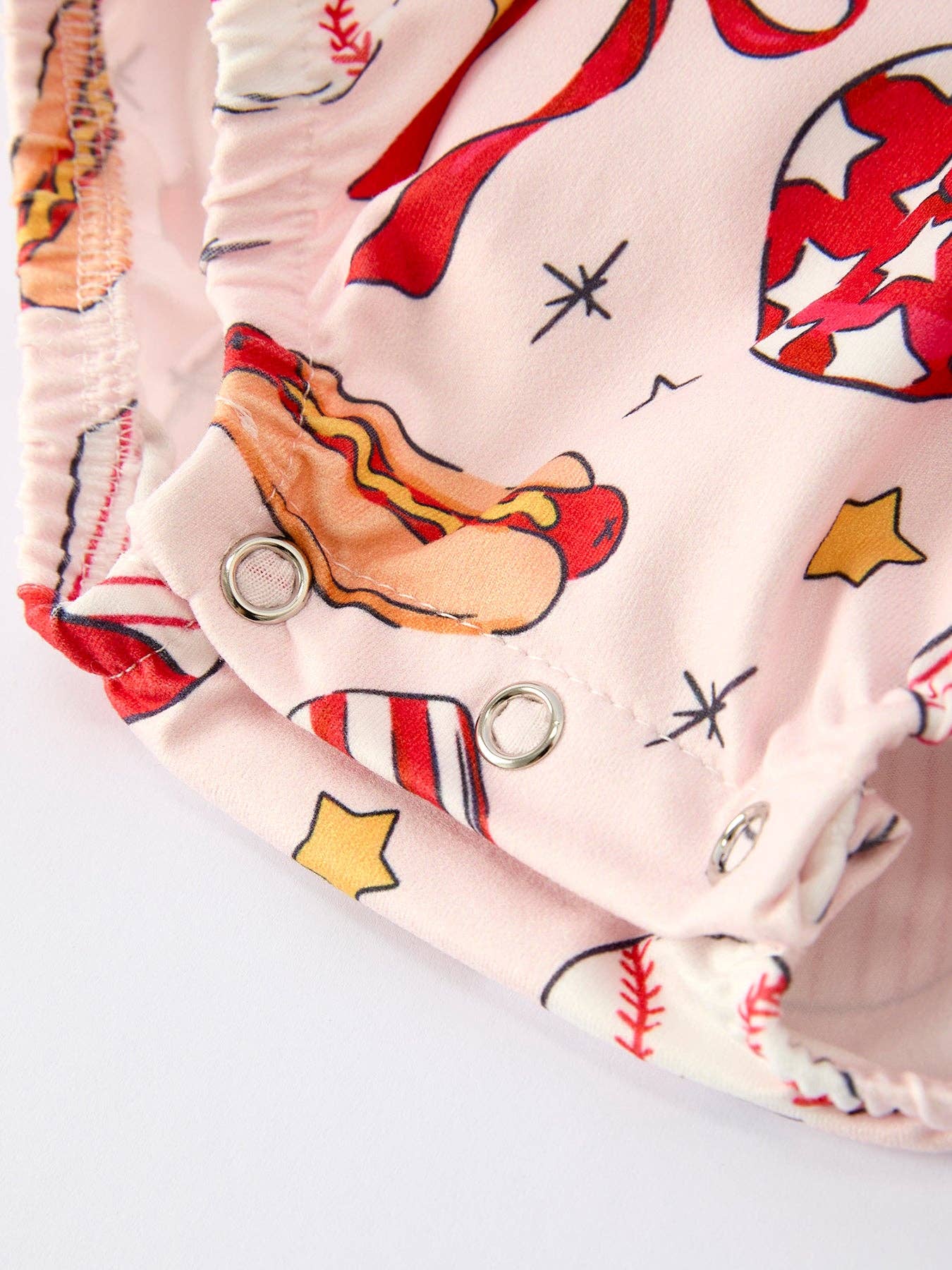 Baby Girl Romper with Red Bows Baseball Print 011226AJ