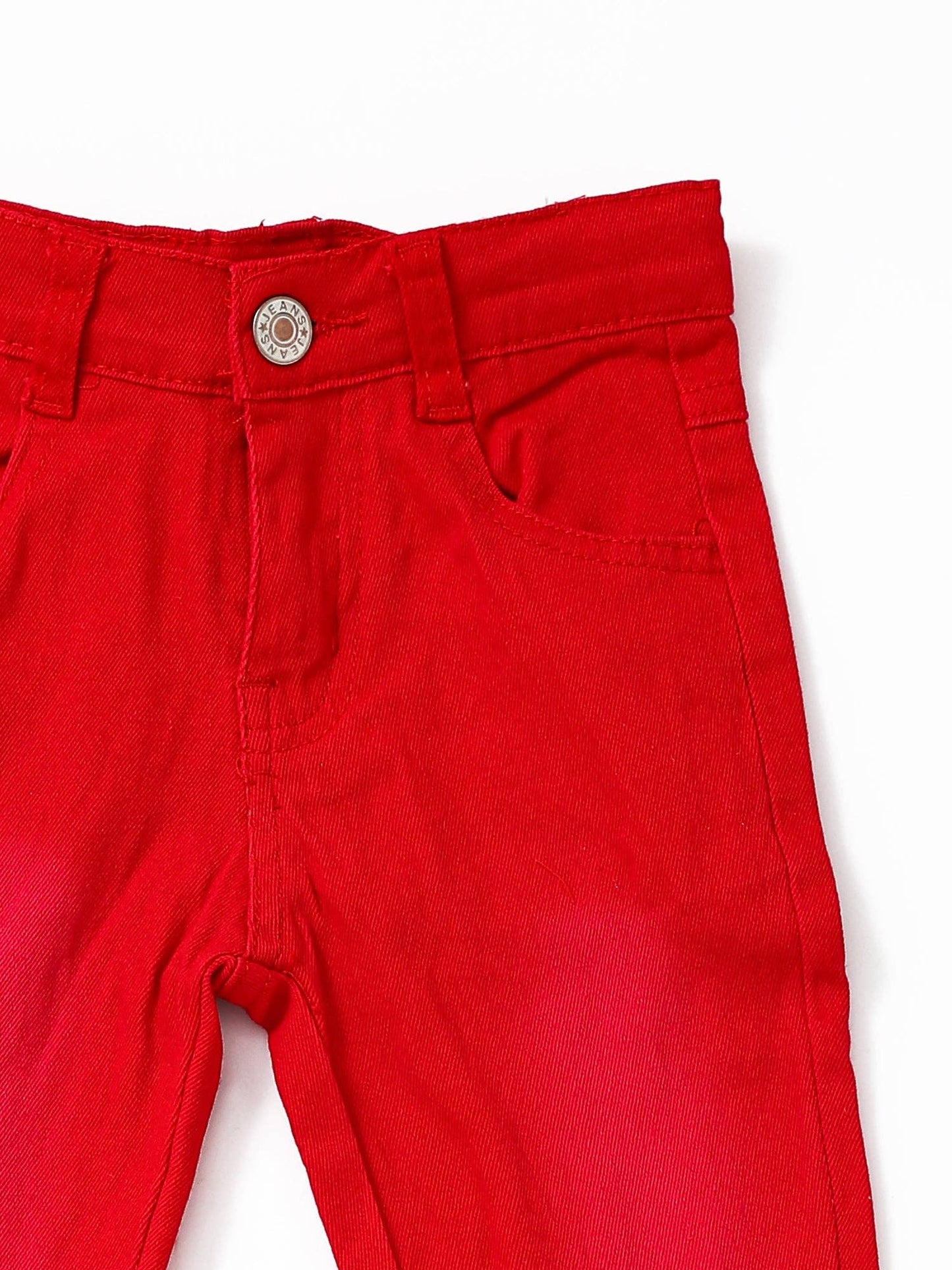 Red Double Layer Girls Bell Bottom Jeans P0006