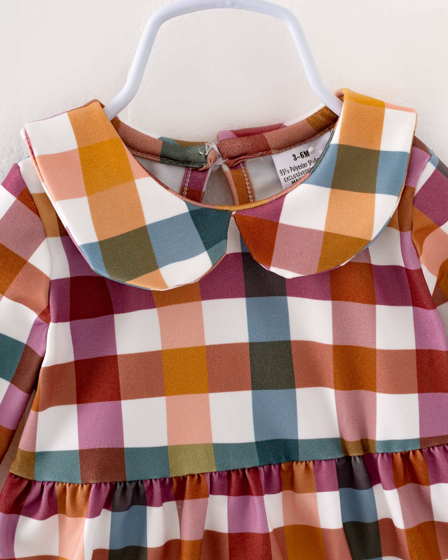 Brown Plaid Print Baby Girl Romper 65113035