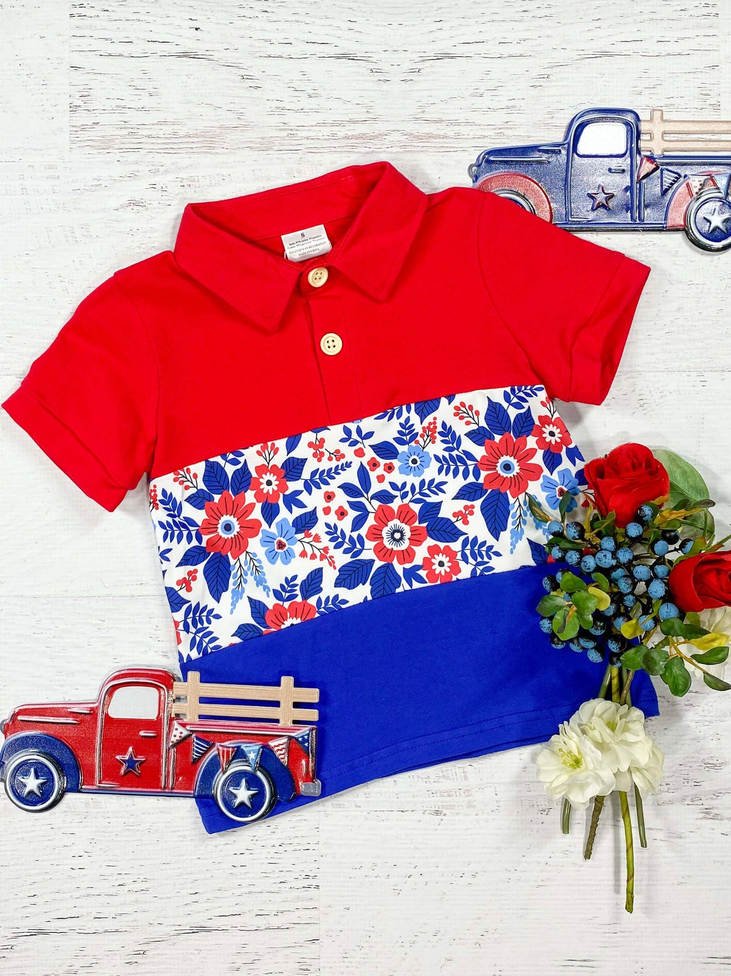 Patriotic Floral Boys Top J-60008