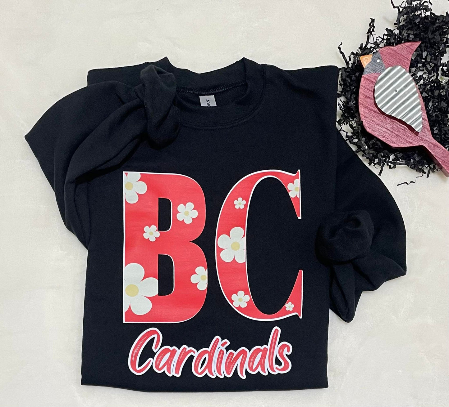 BC retro flowers and Cardinals -Angela T-SHIRT