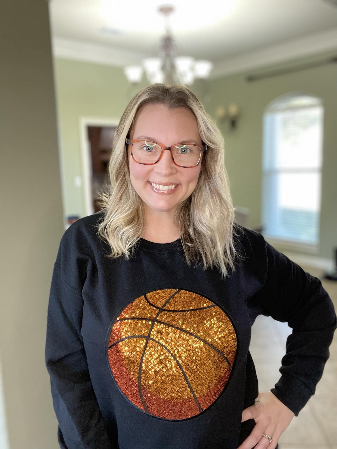 Chenille/sequin basketball sweatshirt