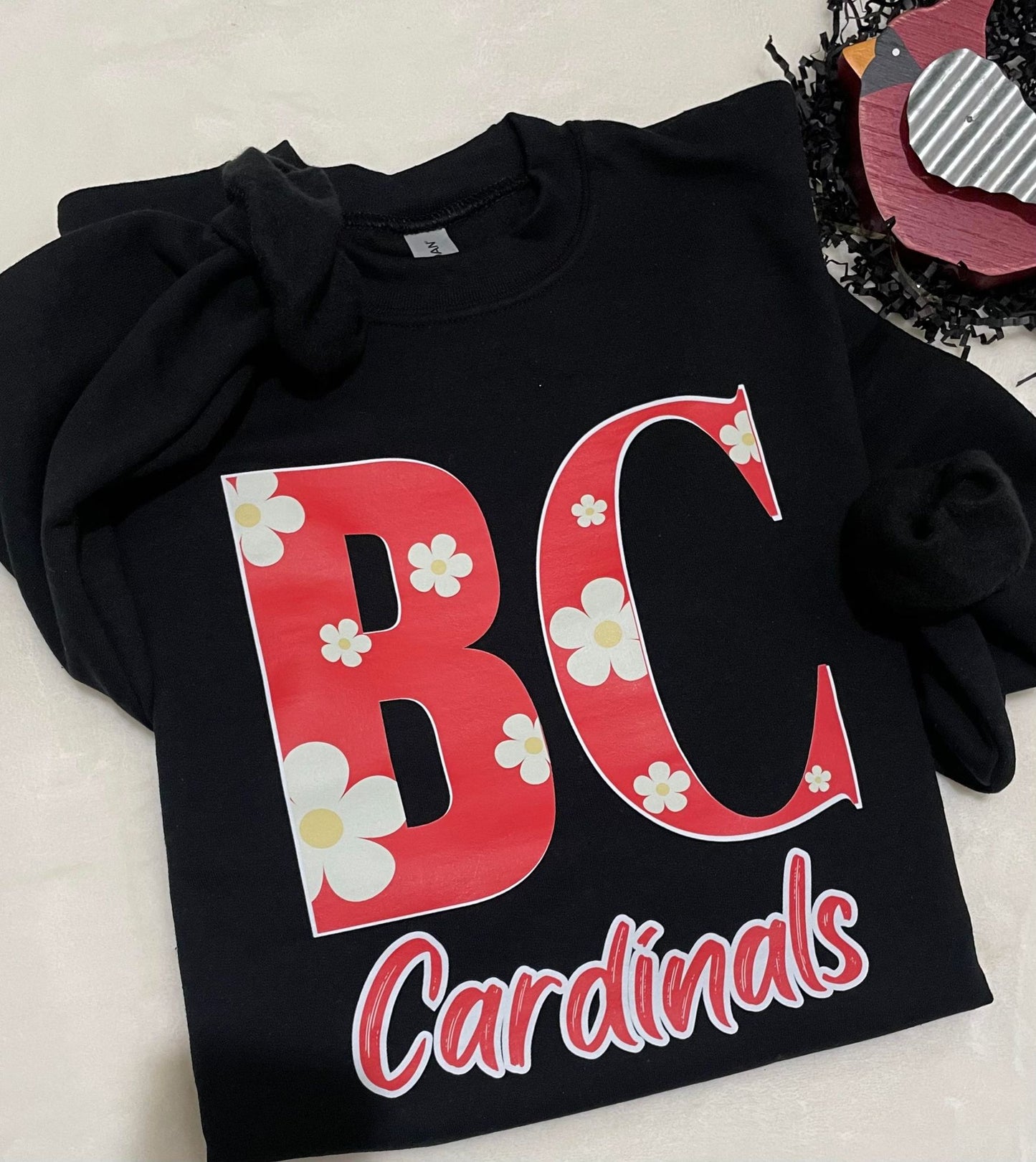 BC retro flowers and Cardinals -Angela T-SHIRT