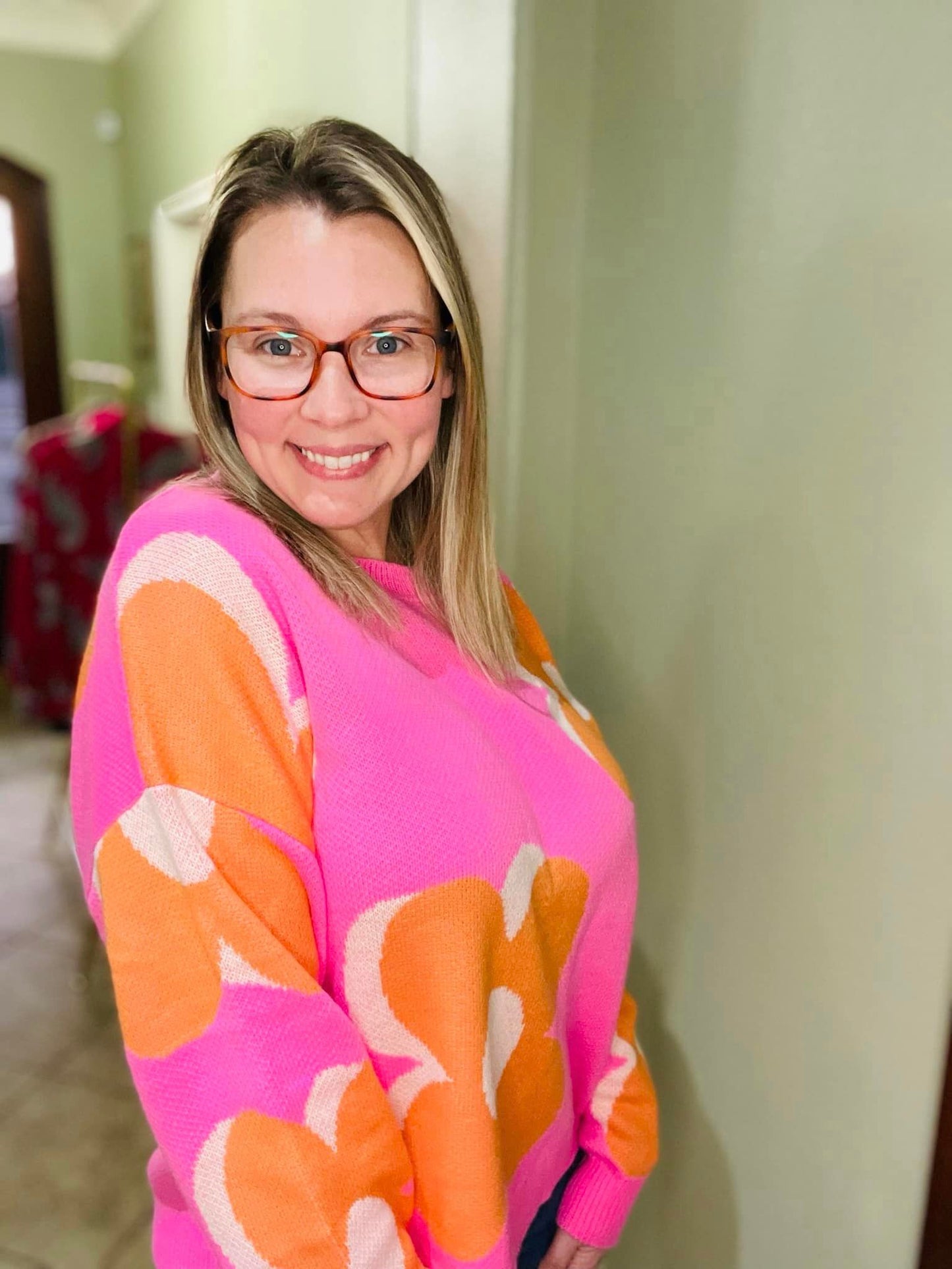 Flower pattern slouchy sweater LC2723