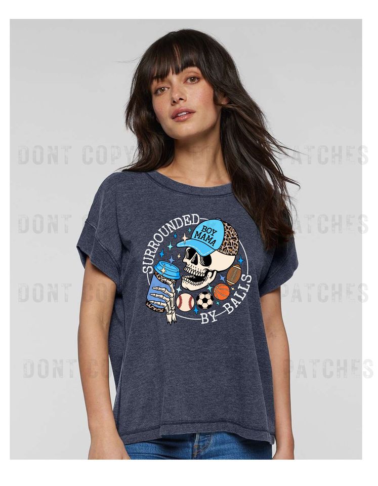 Surrounded by balls boy mama skeleton LAT Tee