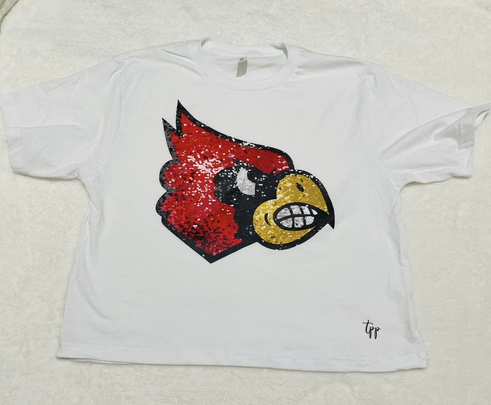 Faux sequin cardinals crop top