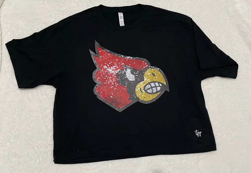 Faux sequin cardinals crop top