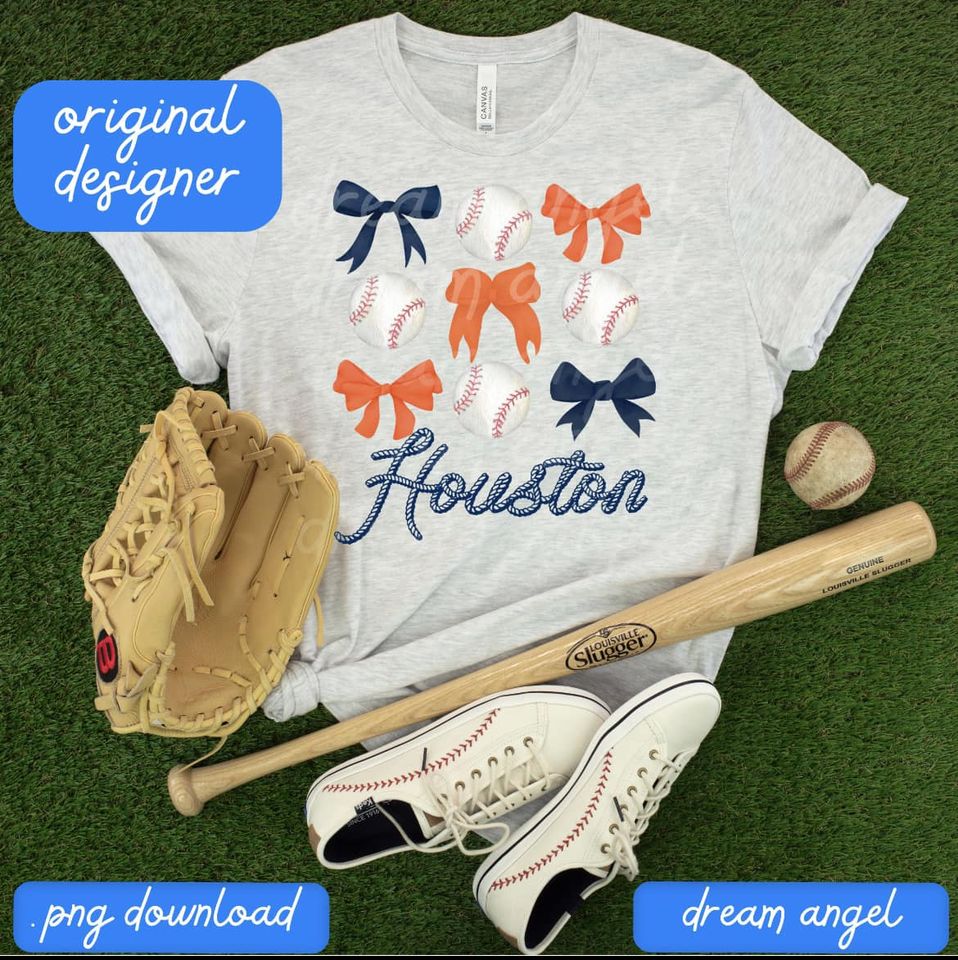 Houston Astros Bows & Balls - T SHIRT - (Jerzee/Gildan)