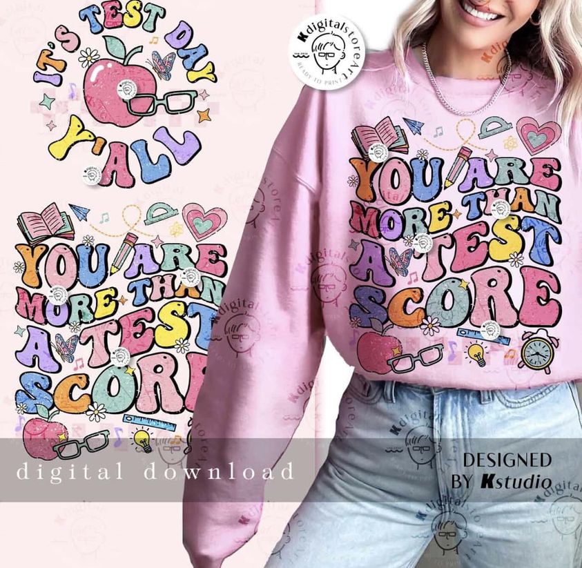 You are more than a test score "apples, glasses and clock" T-SHIRT